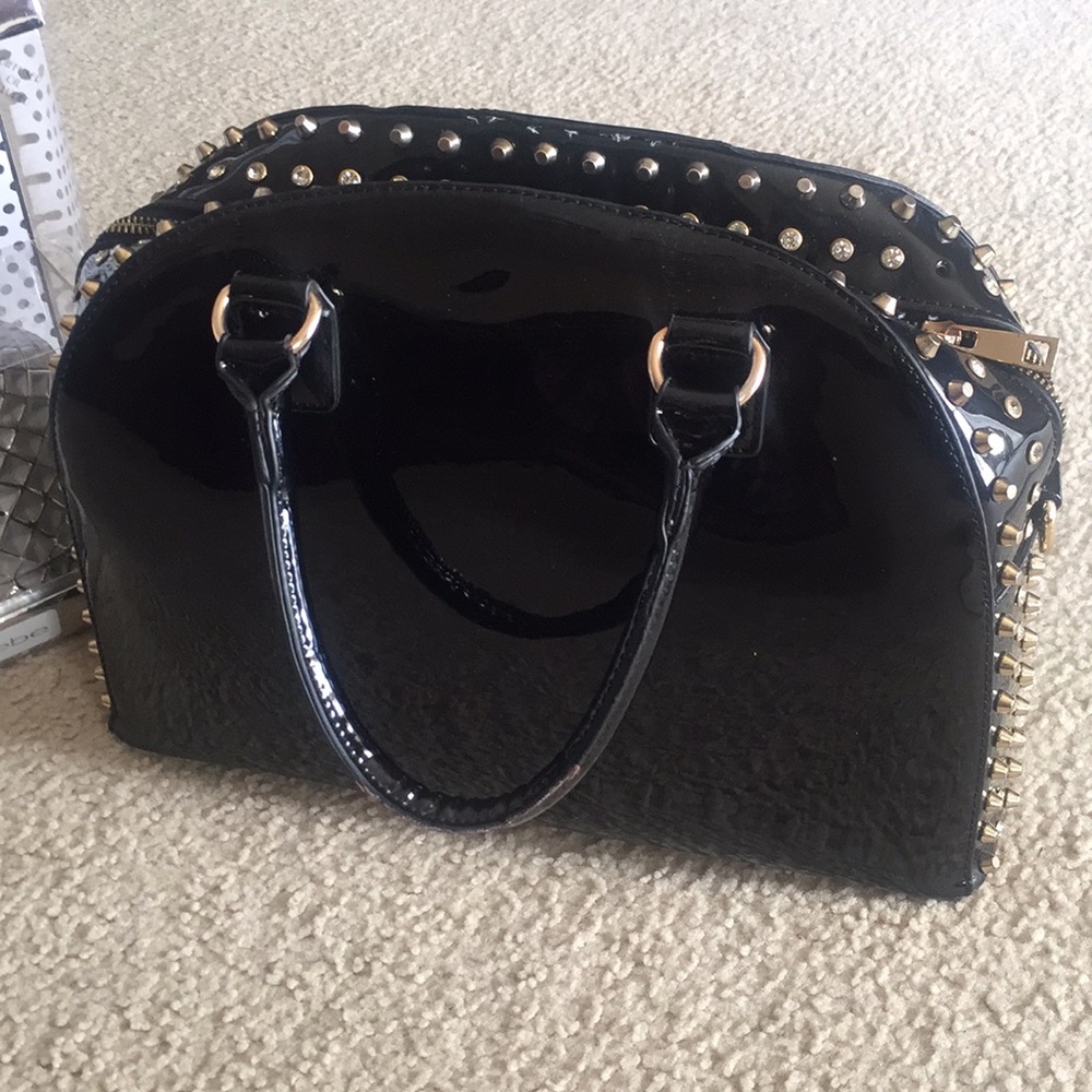 Black gold studded bag